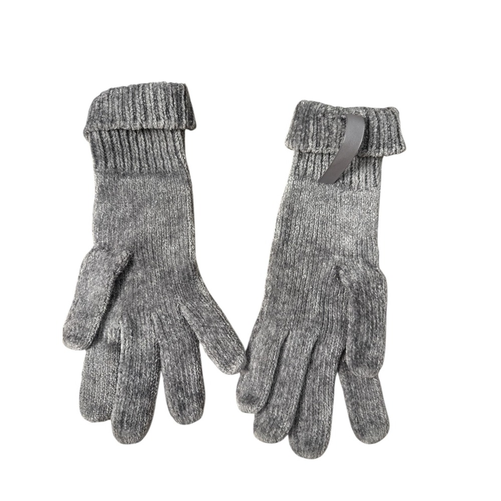 Fownes Knit Winter Gloves Ribbed Cuff Button‎ Acrylic Gray One Size NWT